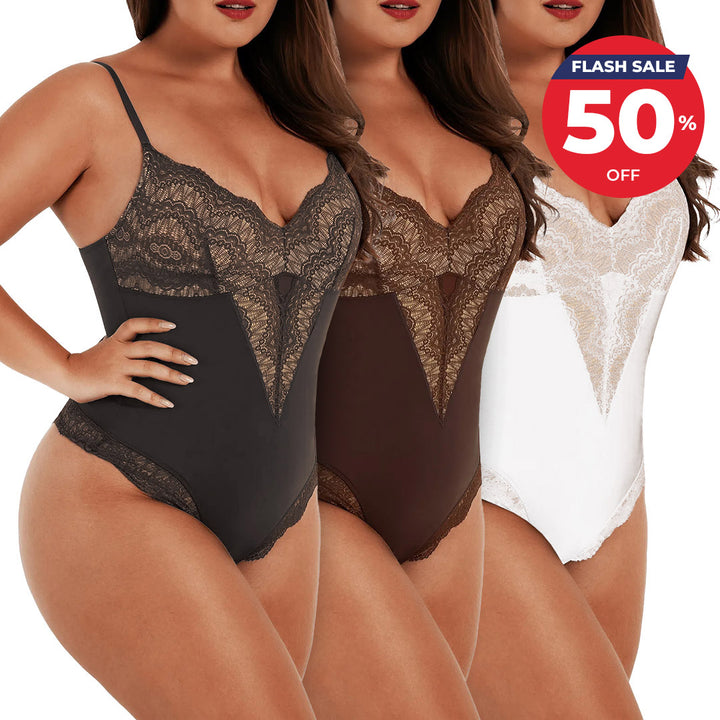 3 Pack - Lace Shapewear Bodysuit with Tummy Control up to 3XL