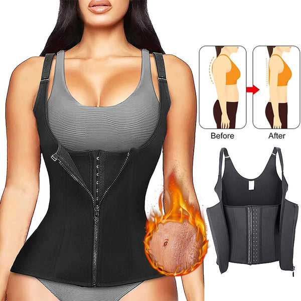 Thermo Sweat Waist Trainer Corset with Strap Zipper