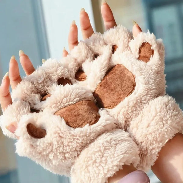Open Finger Fluffy Gloves - Have fun in Winter with these Paw Gloves!