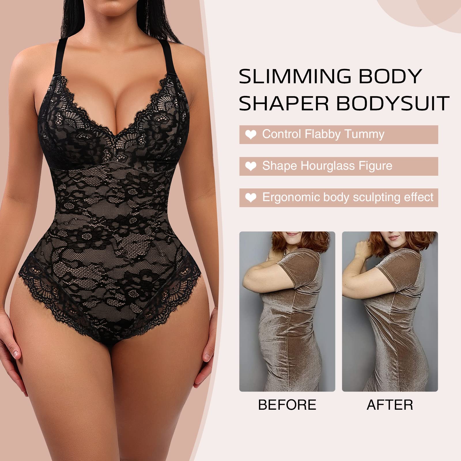 Full Lace Slimming Bodysuit One Piece Shaper