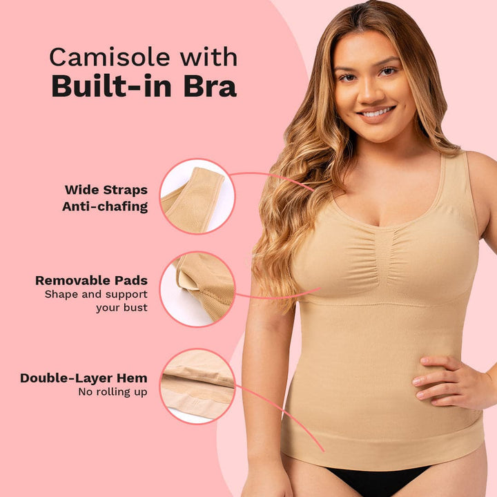 Mastectomy Camisole Cut Out Tank Top with Built-In Breast Prosthetics - NO  Bra Band – Complete Shaping
